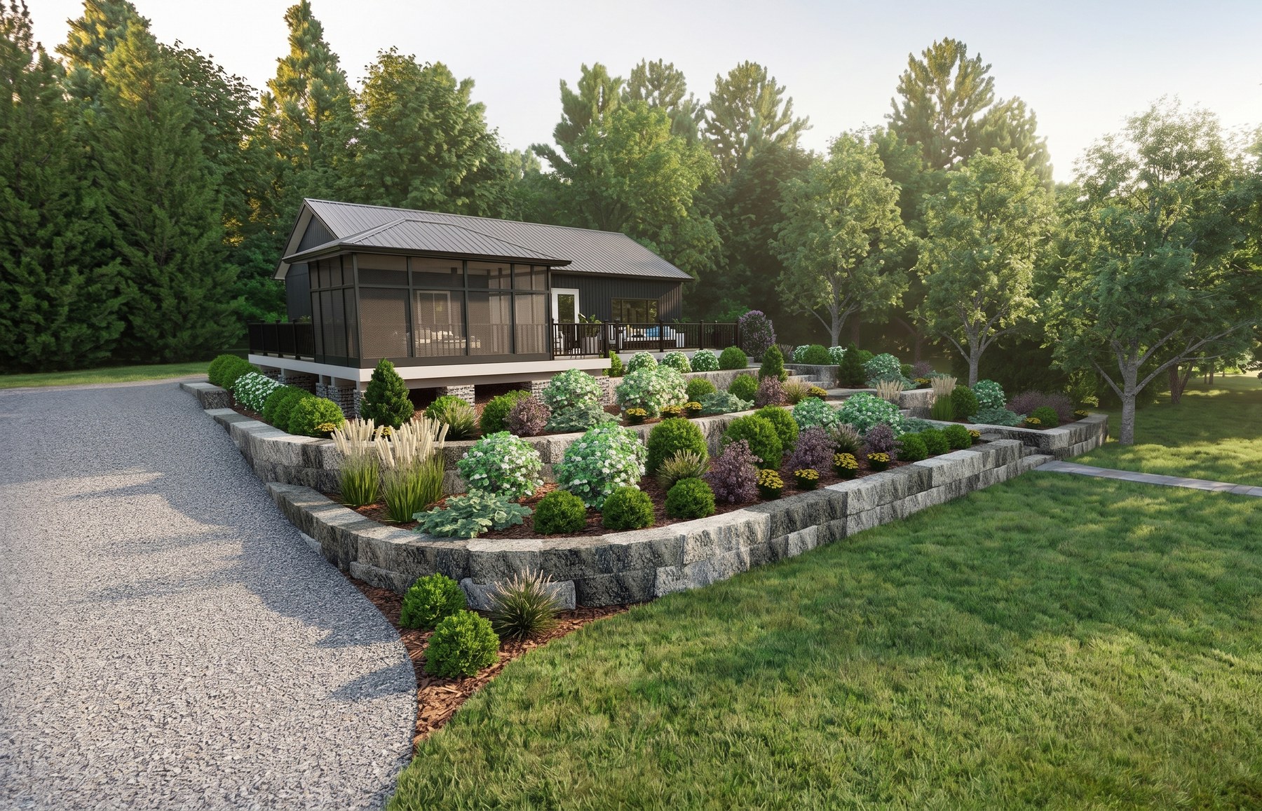 Stone wrap and planting on a northern Ontario lake lot